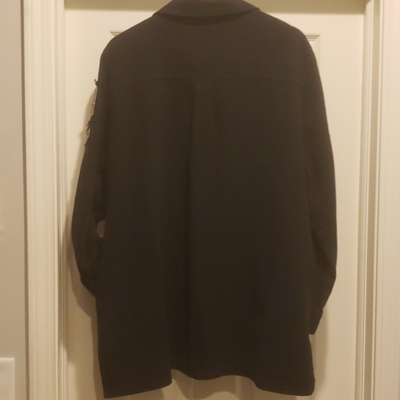 Black Jean Shirt Jacket with Arm Stitching - Picture 6 of 6